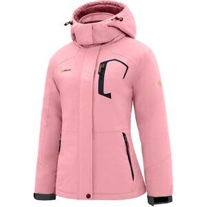 Women's Powder Pink Ski Snow Hooded Jacket Coat Snowboard Waterproof Winter Warm
